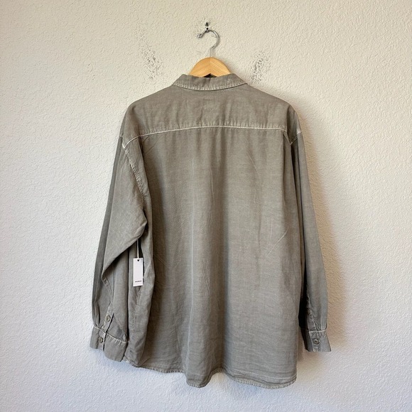 NWT NSF L/S Cargo Button-Up Shirt Boxy Oversized in Sage Green - Picture 5 of 9